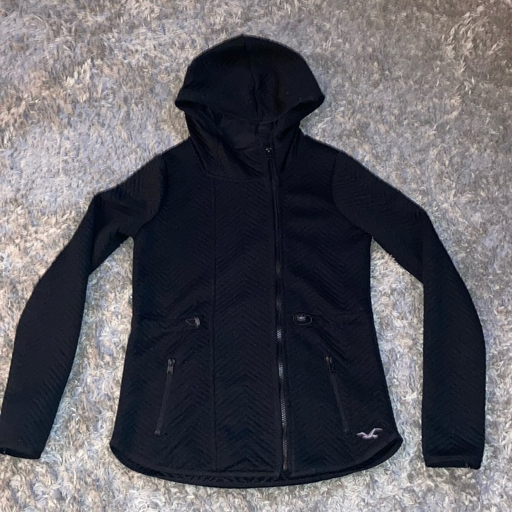 Small hooded Hollister side zip up coat adjustable Waist pull strings